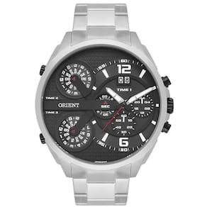 Relógio ORIENT masculino multi-time prata preto MBSST006 P2SX