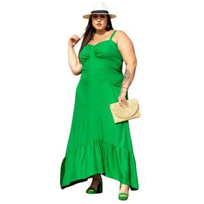 Vestido Longo Regata Domenica Com Corpete Plus Size
