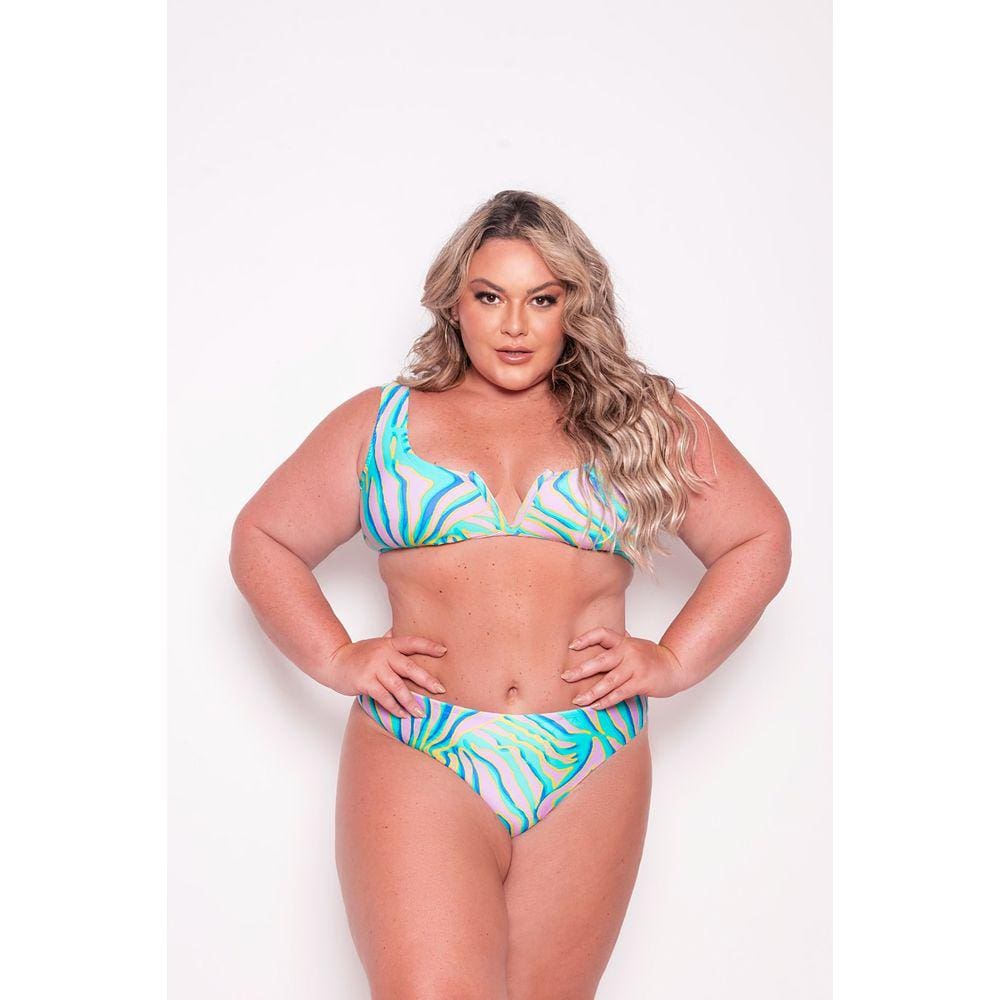 Biquini Plus Size Estampado Detalhe V