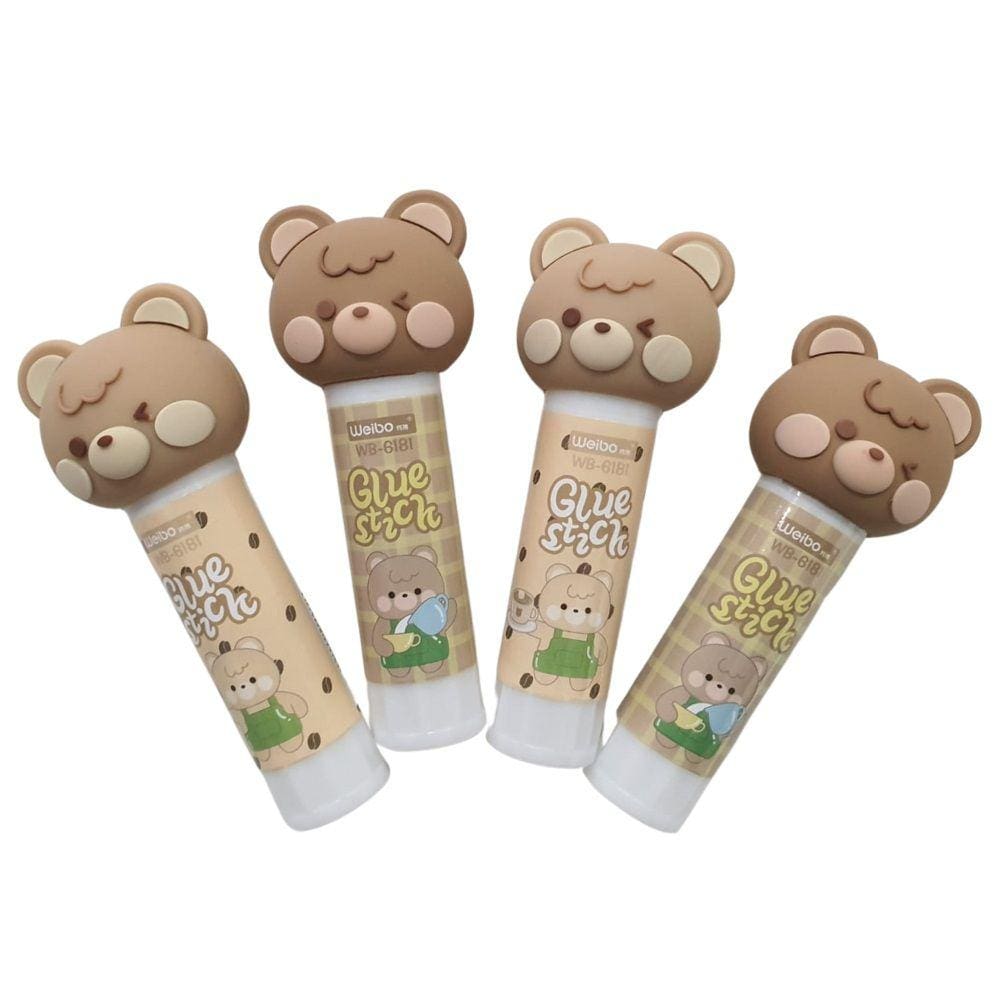 Cola Bastão 8g Glue Stick Formato de Urso Multiuso Escolar Artesanto Weibo