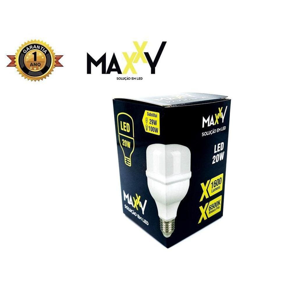 Kit 5 Lâmpada Led Bulbo 20W E27 Bivolt Luz Branca 6500K