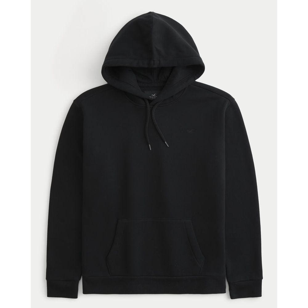 Blusa de Moletom Preta Hollister Com Capuz e Bolso Canguru
