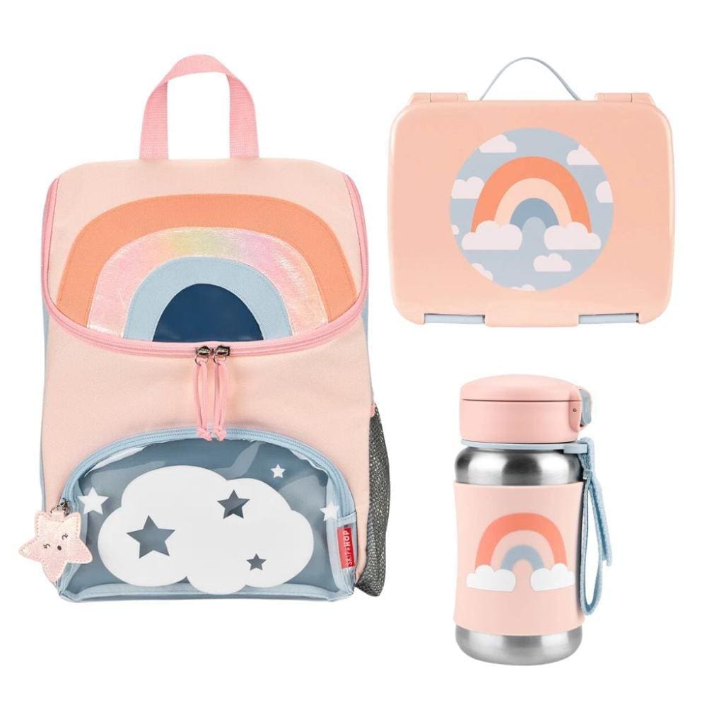 Mochila Escolar + Bento Box + Garrafa Inox - Arco-Íris Skip Hop