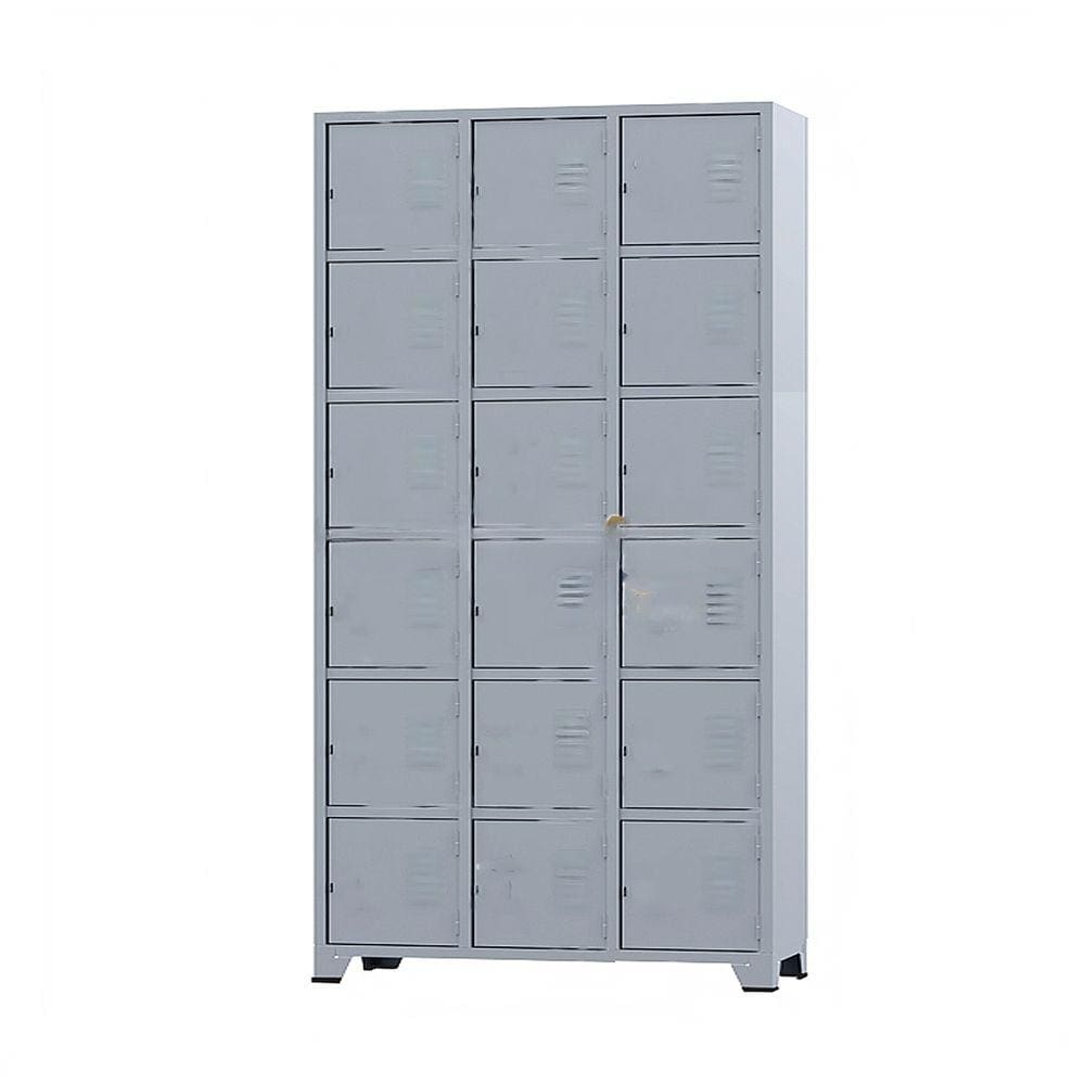 Armário Roupeiro De Aço 18 Portas Para Vestiário Academia Locker Cinza