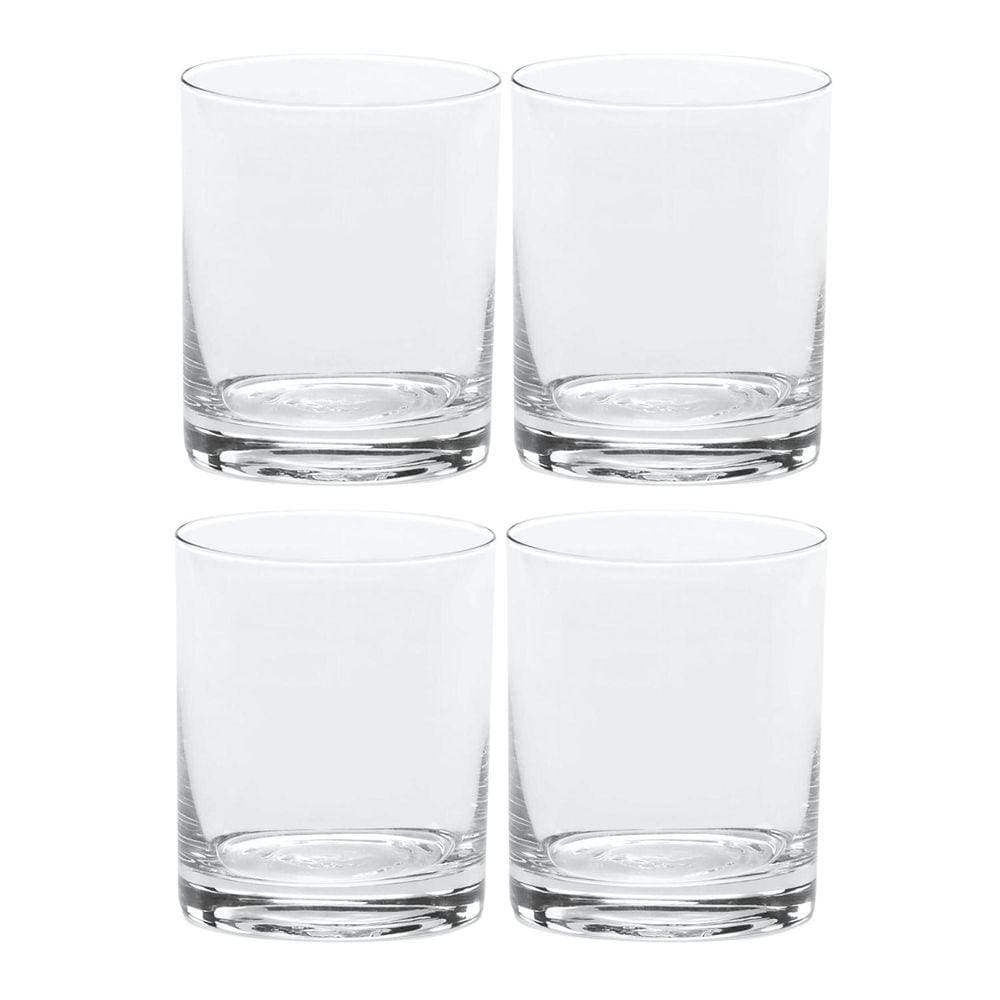 Jogo 4 Copos Baixo De Vidro Liso Água Whisky Drink 310Ml