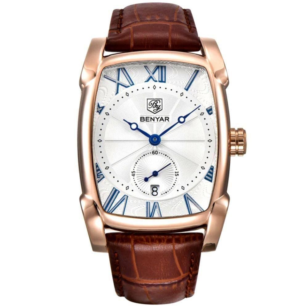 Relógio Masculino Quadrado Casual De Quartzo Impermeável Dourado