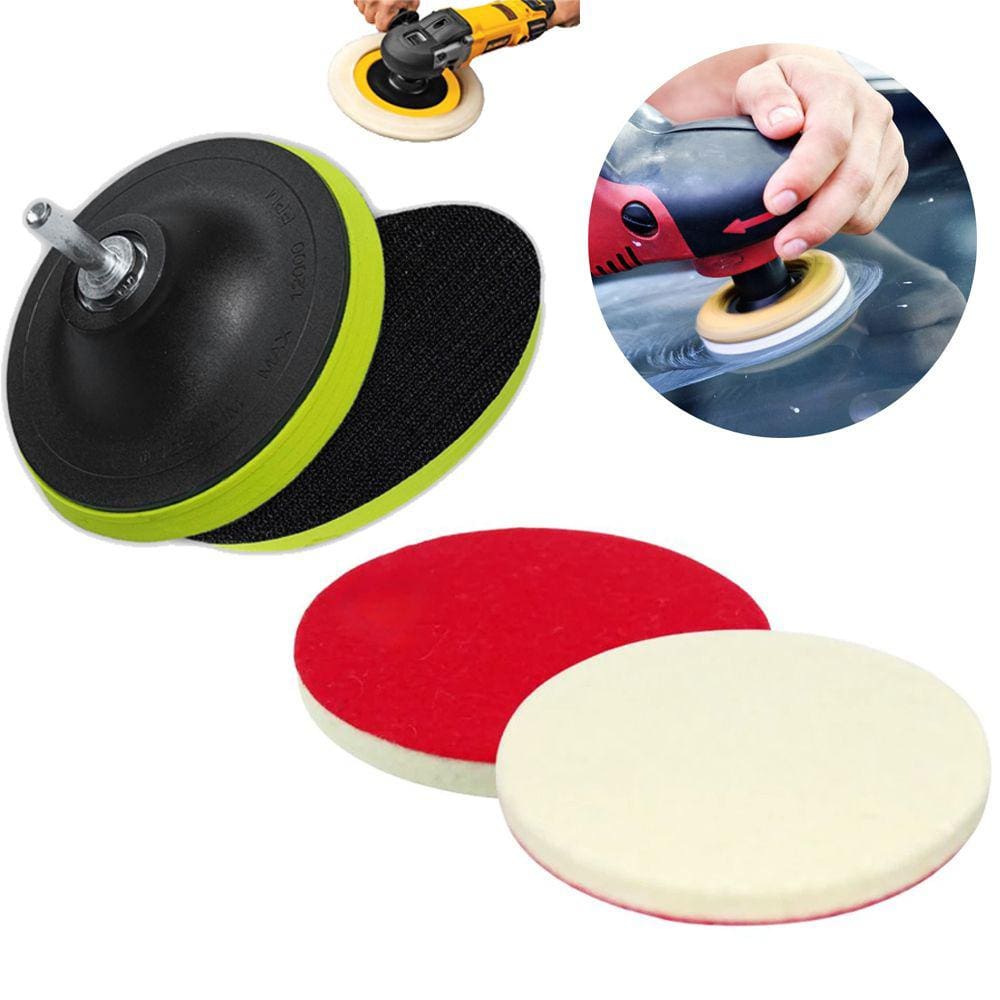 Kit Polimento de Vidros para Furadeira Esmerilhadeira com Base de Lixa 125mm e Disco Feltro de Lã 5 Polegadas - Starfer