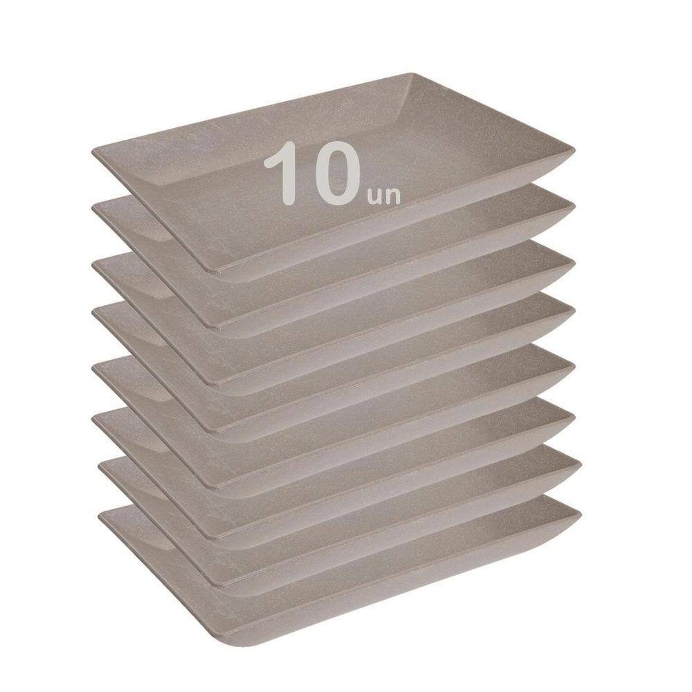 10Un Petisqueira Travessa Retangular 24Cm Cinza Petra