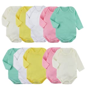 Kit Roupa Bebê 10 Pçs Body Manga Longa Liso Suedine Inverno