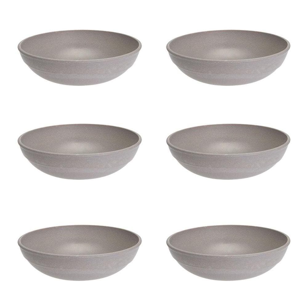 6Un Saladeira Redonda 2,4Lt Tigela Bowl 25Cm Cinza Petra
