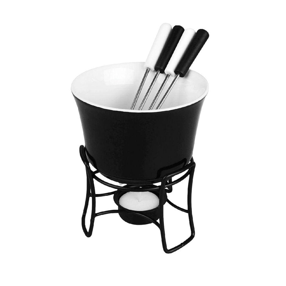 Fondue Conjunto com 6 Peças Zermatt Preto Cerâmica de 400mL