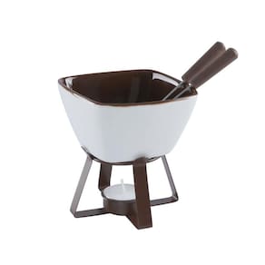 Conjunto Fondue com 5 Peças Cerâmica Namur Branco