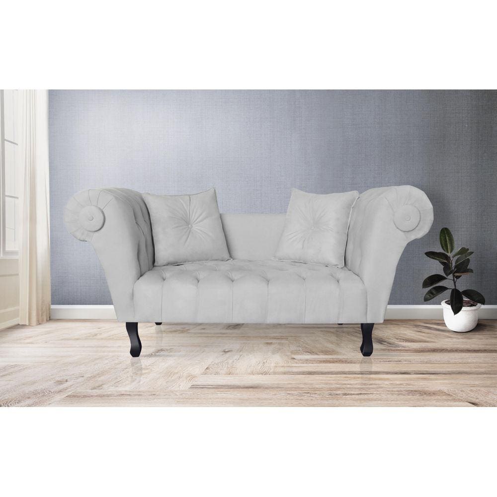 Namoradeira Recamier Sofá Decorativo 02 Lugares Dubai Corano Branco - LM DECOR