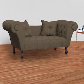 Namoradeira Estofada Para Salão de Beleza Dubai Linho Marrom - LM DECOR