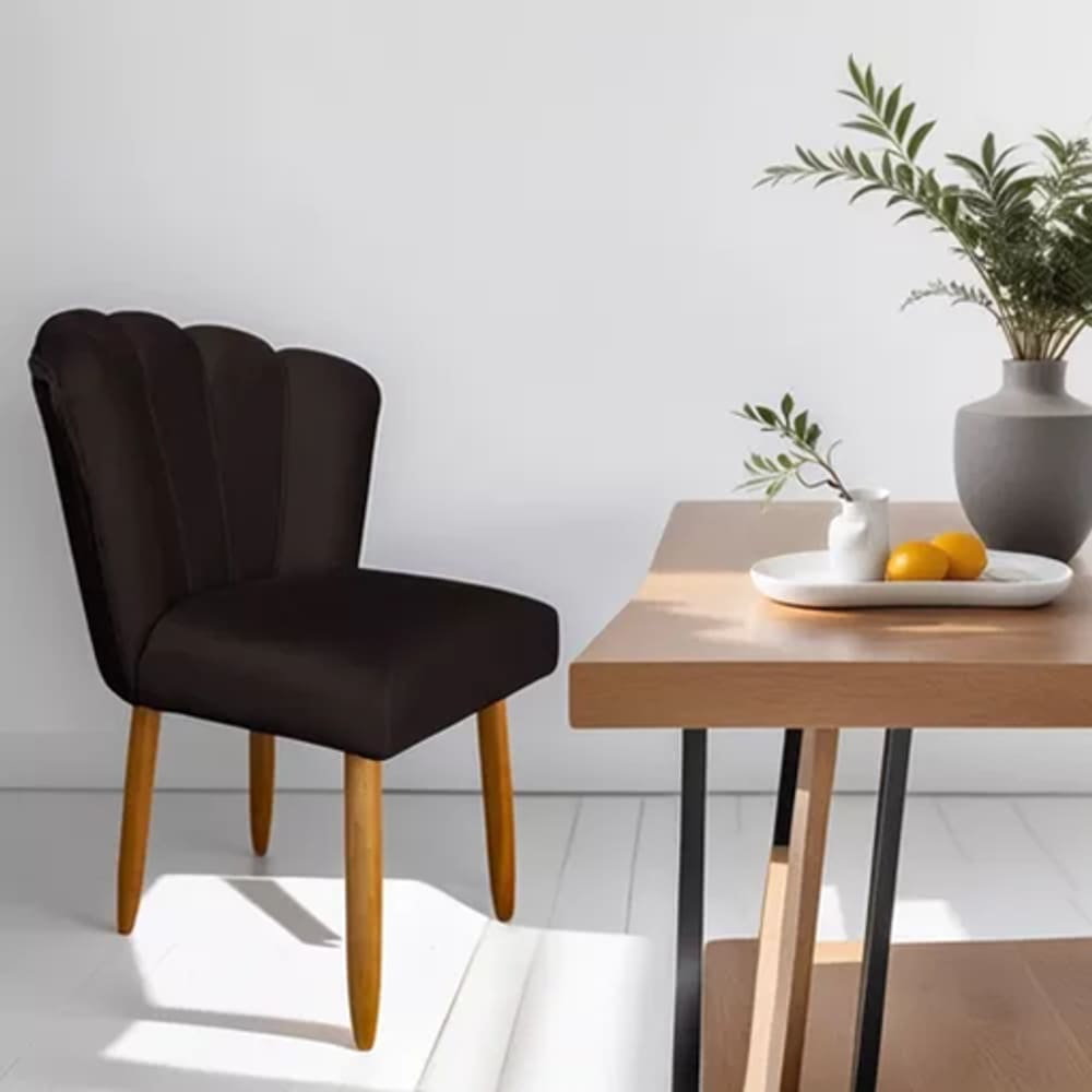 Cadeira Poltrona Sala Jantar Penteadeira Pétala Suede Marrom