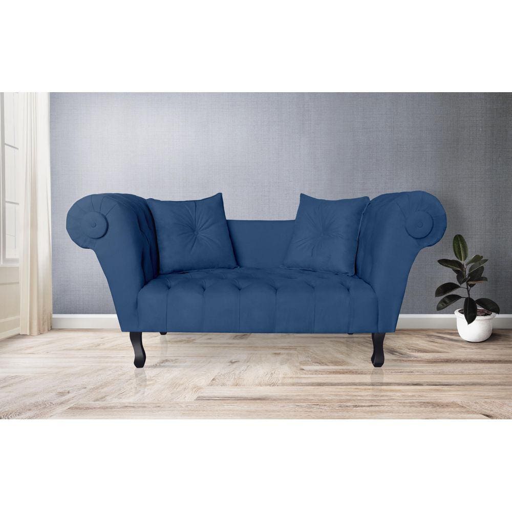 Namoradeira Recamier Sofá Decorativo 02 Lugares Dubai Corano Azul Marinho - LM DECOR