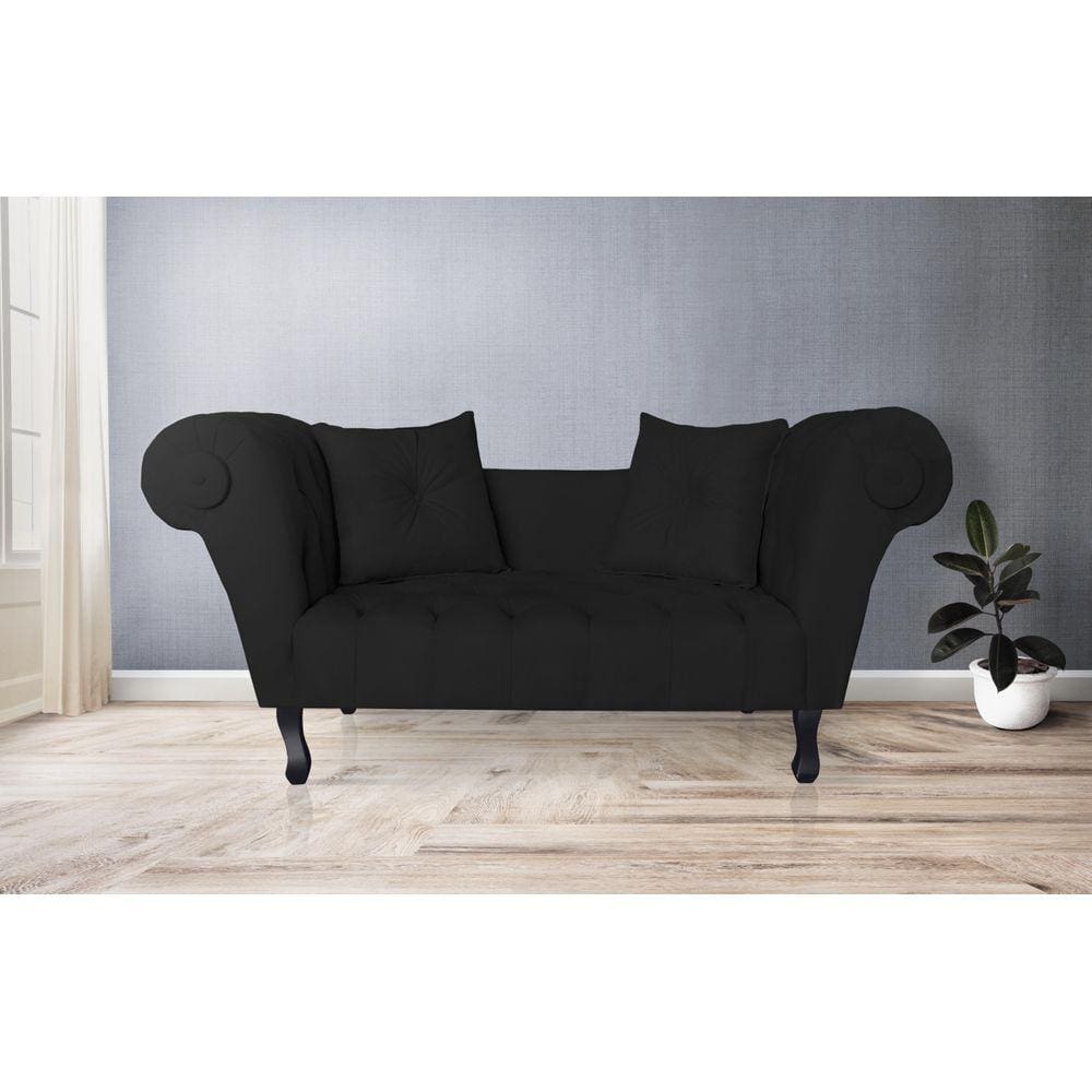 Namoradeira Recamier Sofá Decorativo 02 Lugares Dubai Corano Preto - LM DECOR