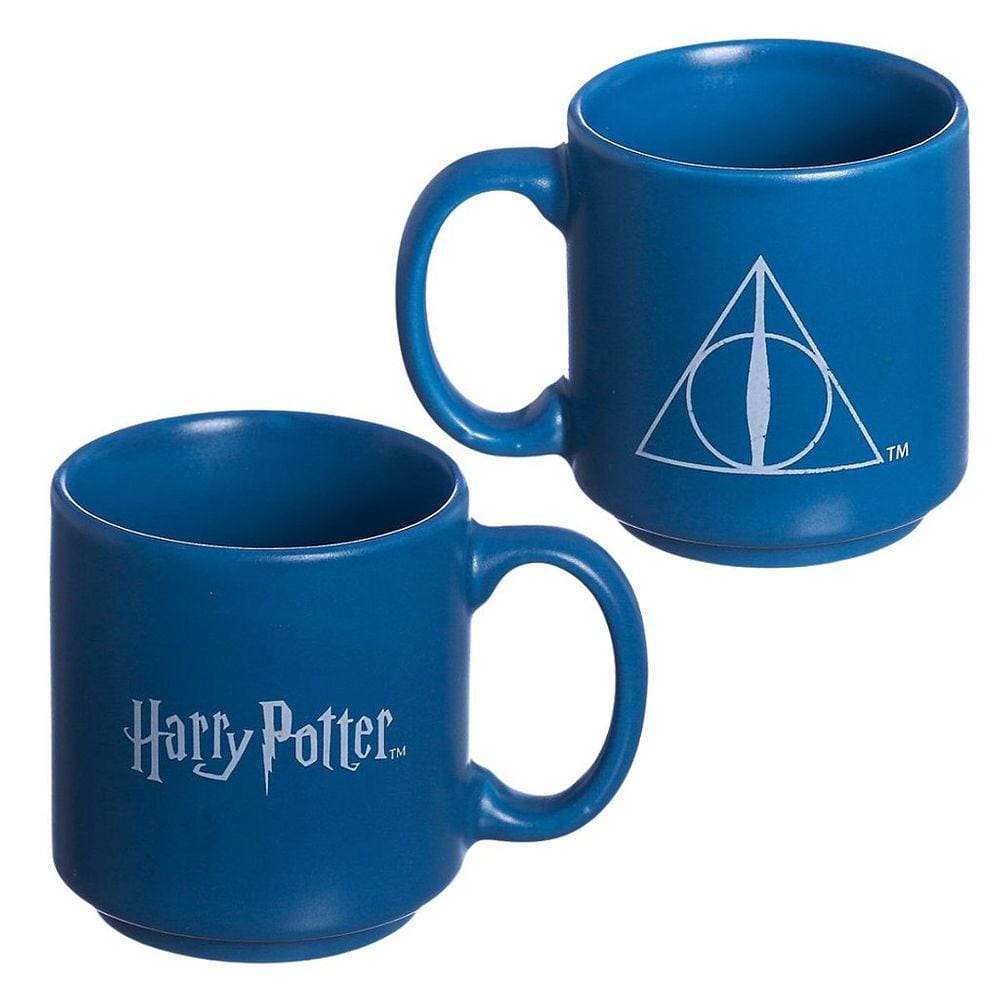 Mini Caneca Harry Potter Empilhável Porcelana Azul 100ML Relíquias Da Morte Oficial WB