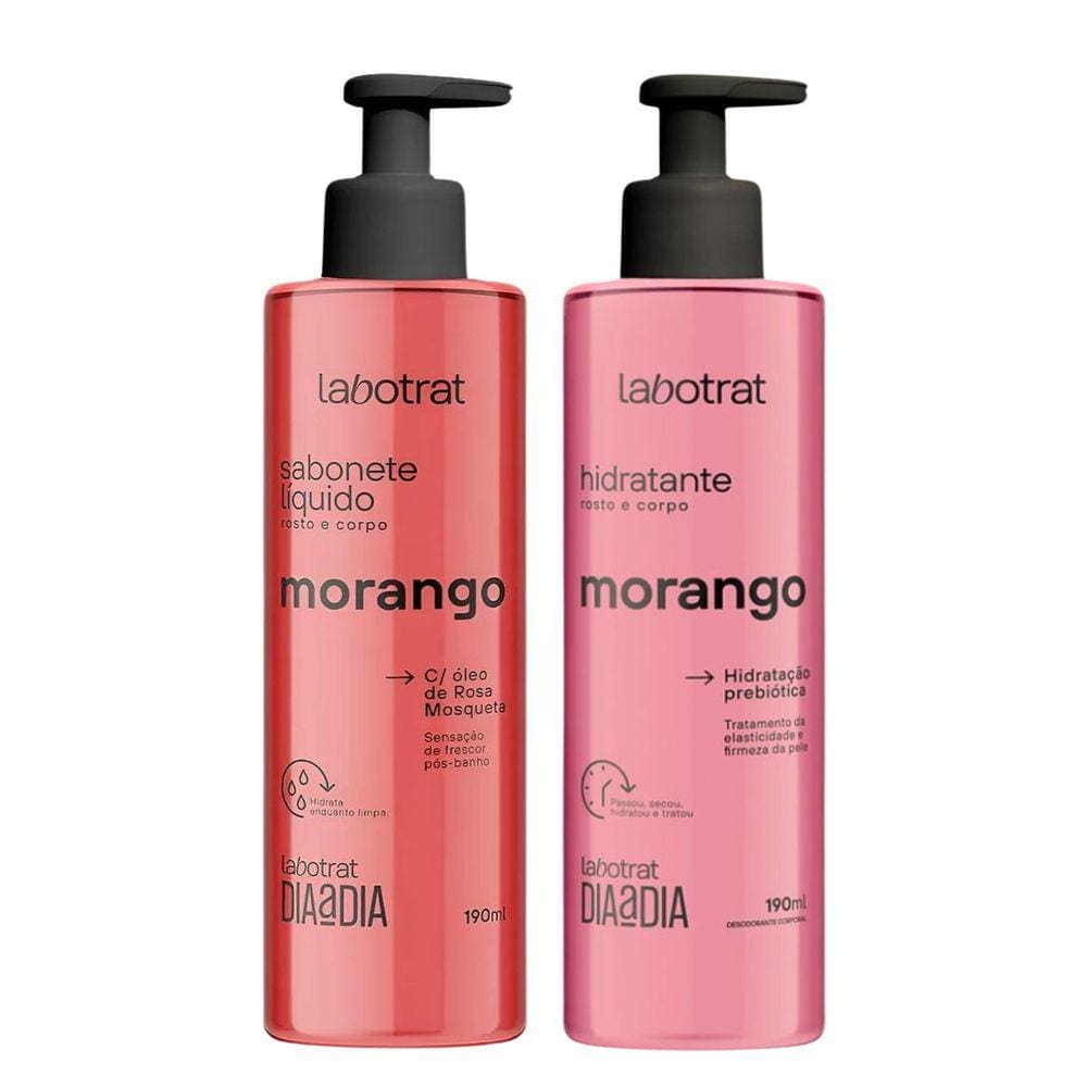 Sabonete Líquido + Hidratante Rosto E Corpo Labotrat Morango 190Ml