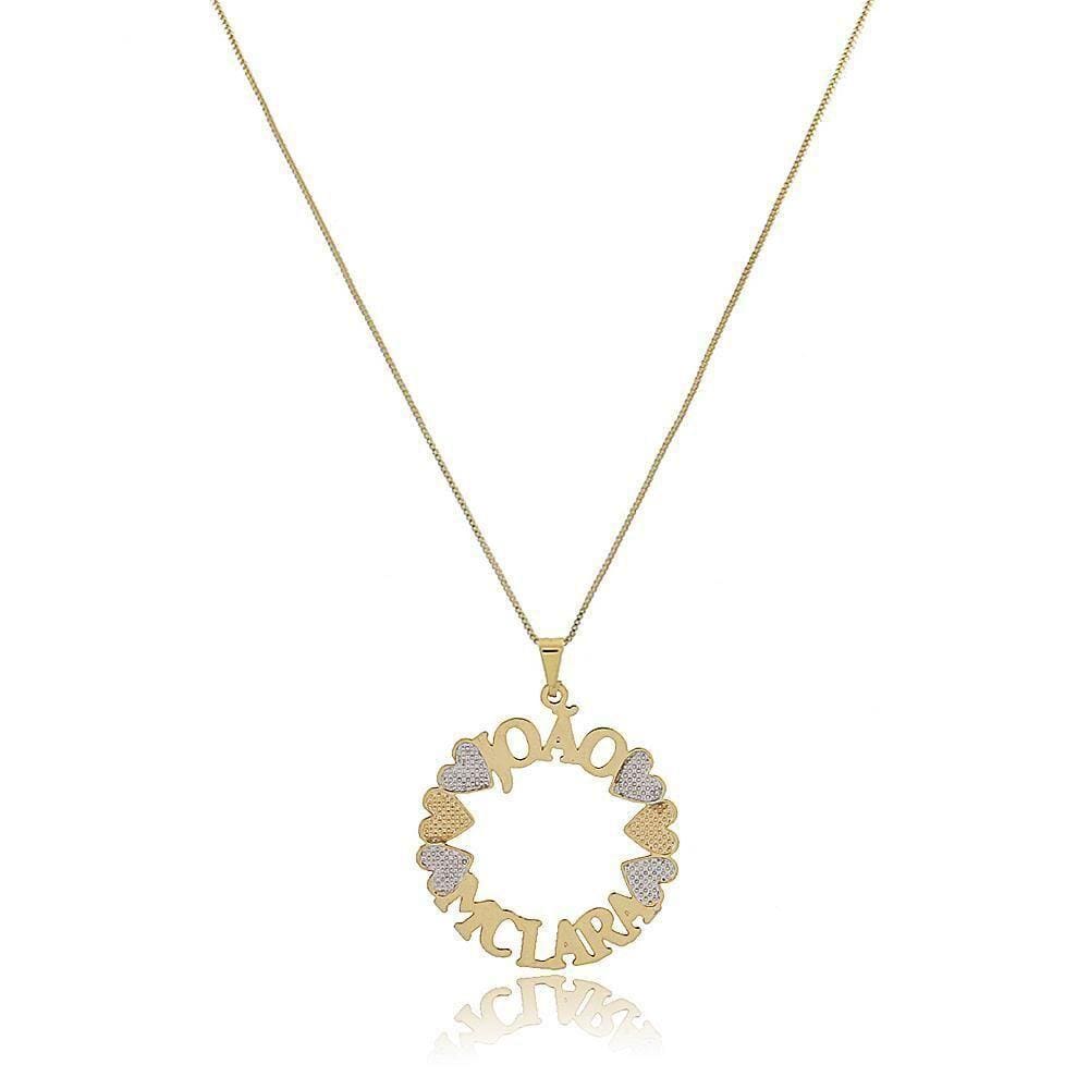 Colar Personalizado De Mandala Com Nomes De Filhos Folheado Em Ouro 18k [f027]