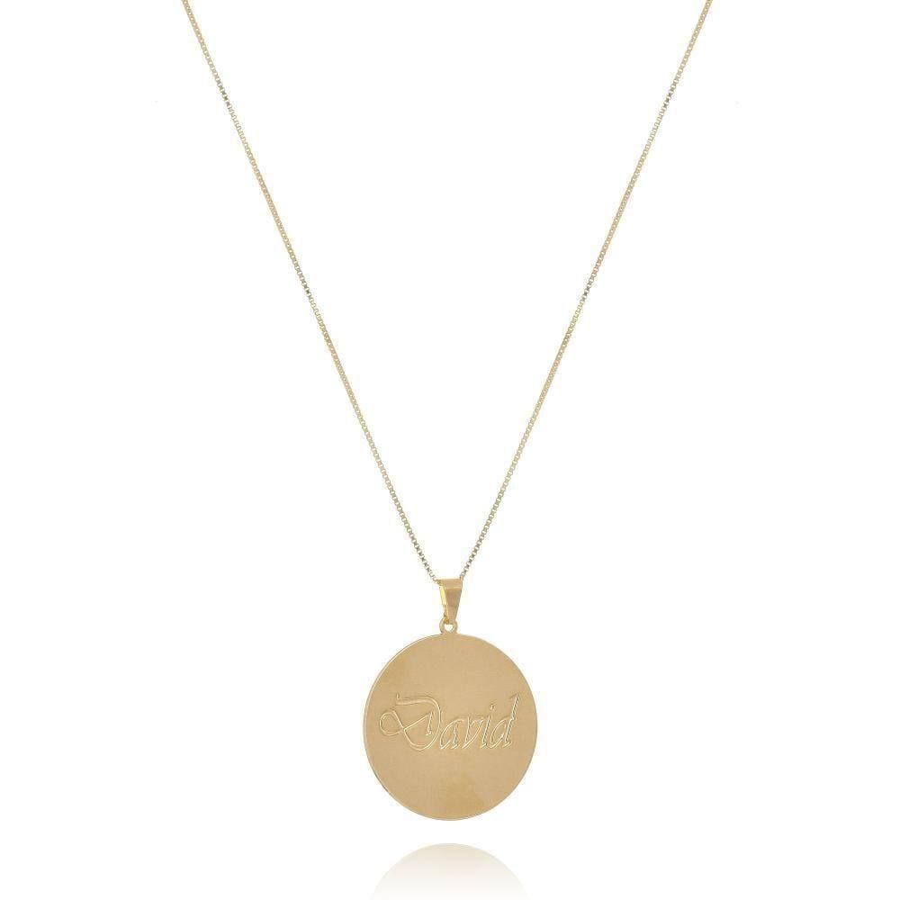 Colar Personalizado Circular Chapado Com Nome Folheado Em Ouro 18k [f027]