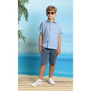 Camisa social infantil menino verão manga curta