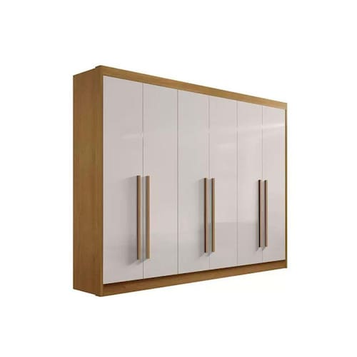 imagem-Guarda-Roupa 6 Portas Cinamomo/Off White Athos 2.78 D`Doro