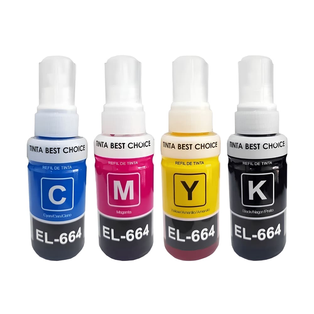 Kit Refil de Tinta Compatível Epson L200 T664120 CMYK