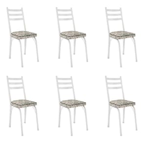 Kit 6 Cadeiras de Cozinha Luisiana Estampado Cedro Pés de Ferro Branco - Pallazio