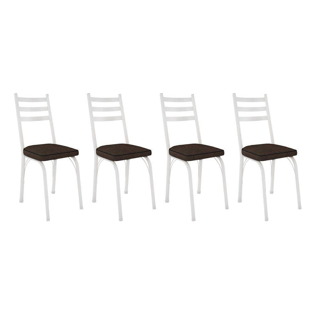 Kit 4 Cadeiras de Cozinha Luisiana Estampado Imbuia Pés de Ferro Branco - Pallazio