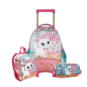 Kit Mochila Carrinho/Rodinha Gatinha