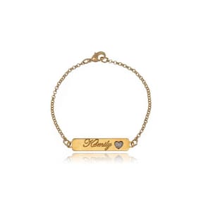Pulseira Personalizada Com Nome Chapado E Símbolo Lateral Folheado Em Ouro 18k [f027]