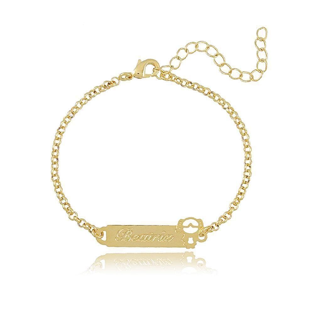 Pulseira Chapada Com Nome Gravado Folheado Em Ouro 18k [f027]