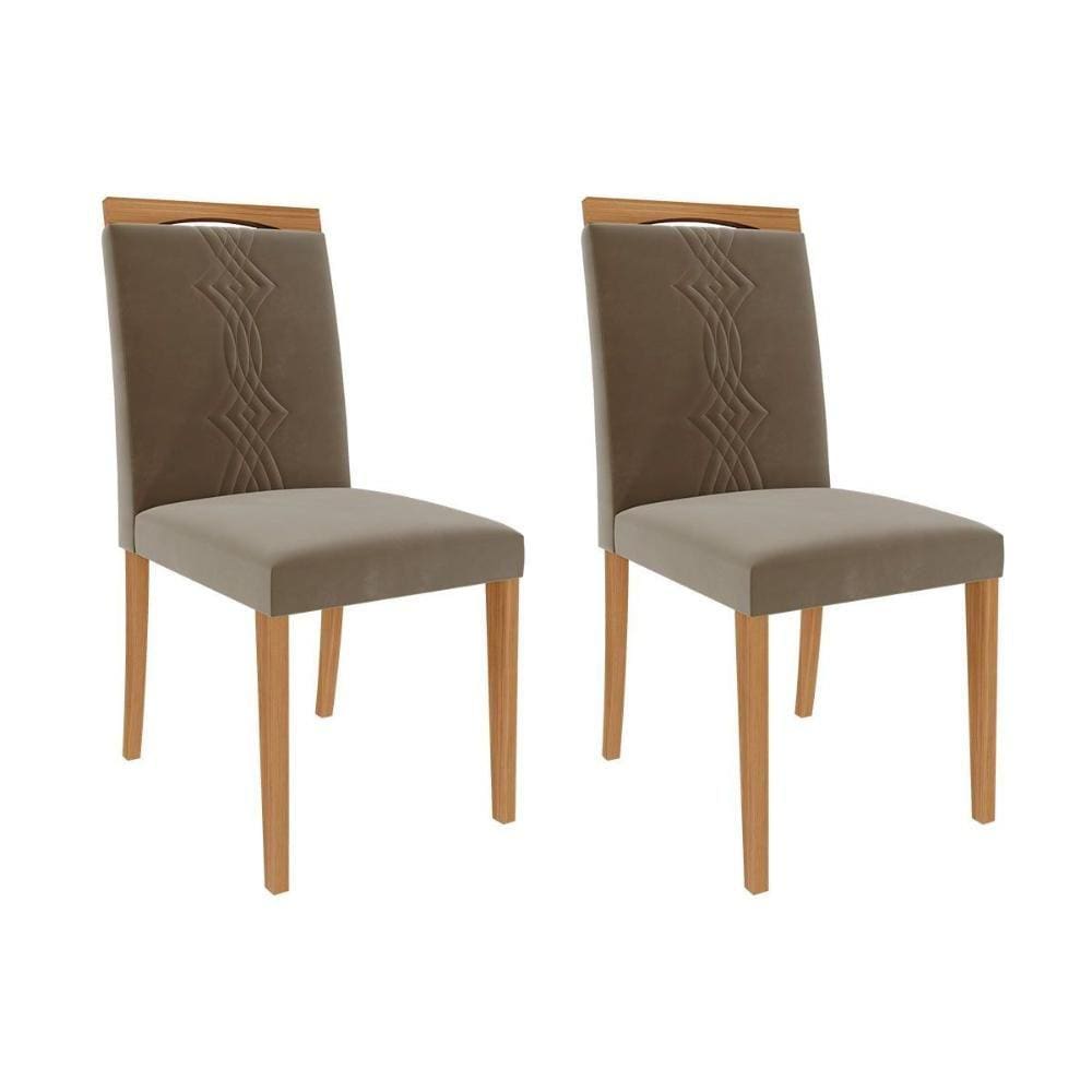 Cadeira Sala de Jantar Laura Madeira Kit 2 Un Madeira/Suede Joli - Cimol