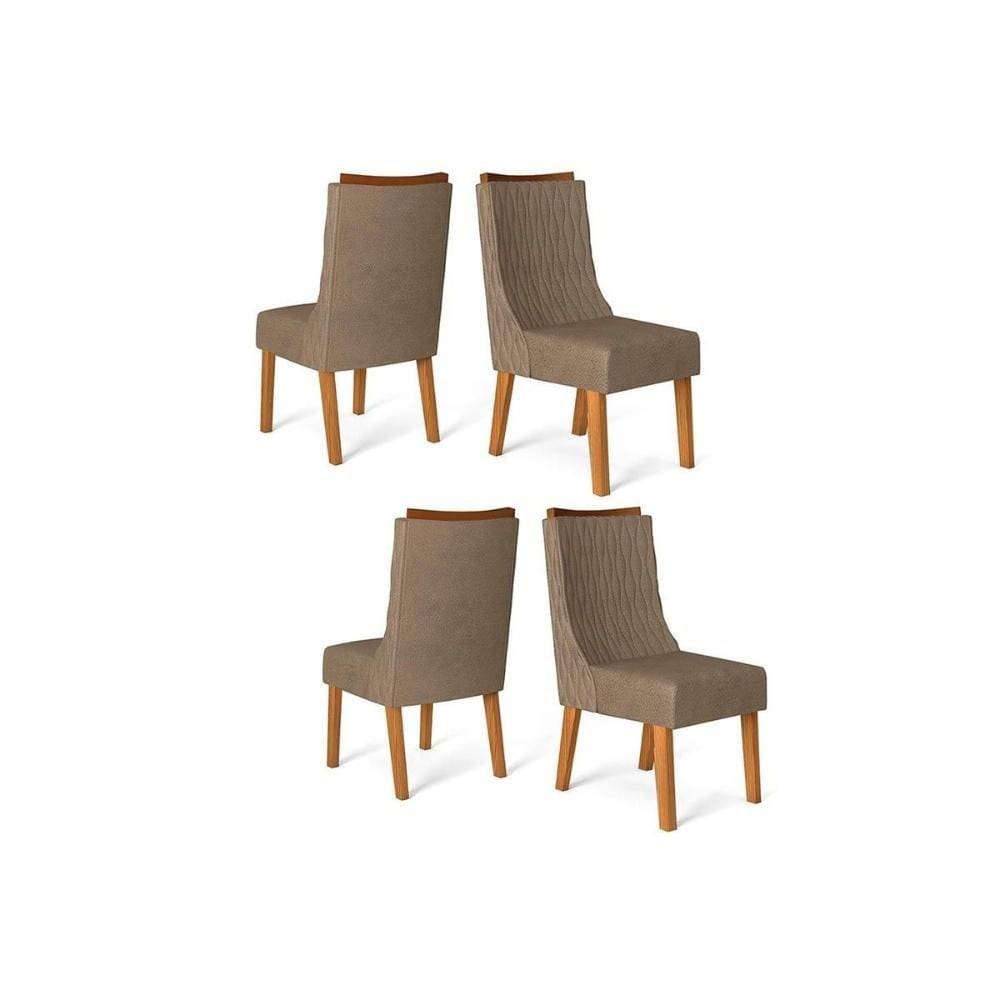 Cadeira Sala de Jantar Jade Kit 4 Un Carvalho Nobre/Veludo Pecan - DJ Móveis