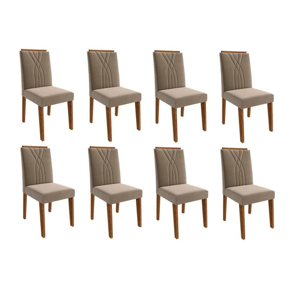 Cadeira Sala de Jantar Nicole Kit 8 Un Savana/Suede Joli - Cimol