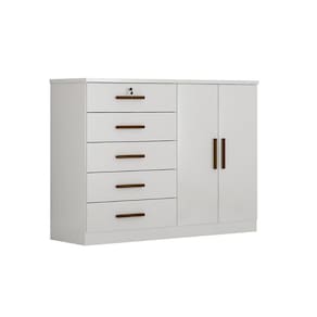 Cômoda de Quarto Space c/ 2 Portas e 5 Gavetas Branco - Novo Horizonte
