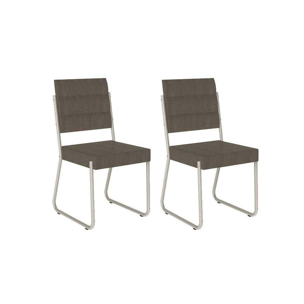 Cadeira Sala de Jantar 1736 Aço Kit 2 Uni MOCCA / PRATA - Carraro