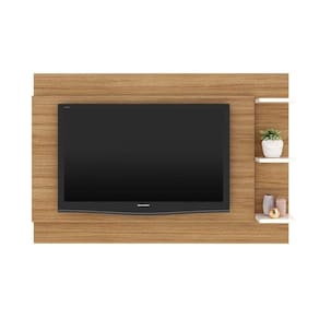 Painel Home p/TV até 65 Polegadas PL3002 c/ Prateleiras 180x120cm Natural/Off White - Tecno Mobili
