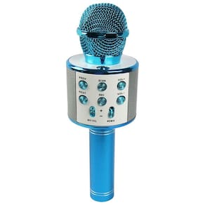 Microfone Karaokê Infantil Ws858 Azul Sem Fio Com Bluetooth