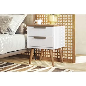 Mesa de Cabeceira Solteiro de New Conect c/ 2 Gavetas Branco/Jatoba - Santos Andirá