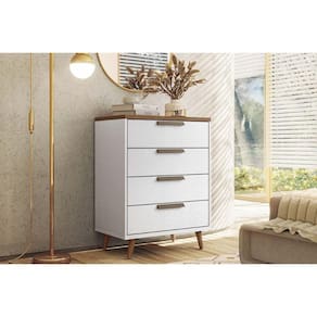 Cômoda Casal New Conect c/ 4 Gavetas Branco/Jatoba - Santos Andirá