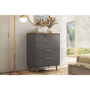 Cômoda Casal New Conect c/ 4 Gavetas GrafitteJatoba - Santos Andirá