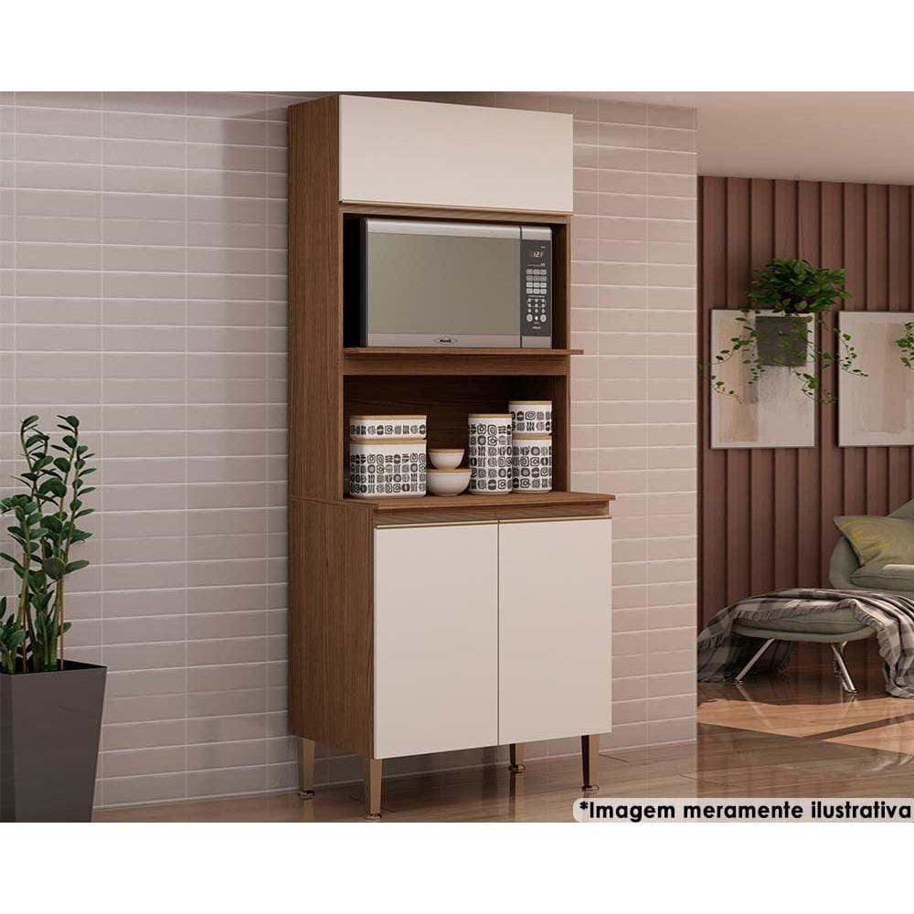 Paneleiro de Cozinha Essência c/ 2 Portas (2 Fornos) Off White/Ebano - Genialflex