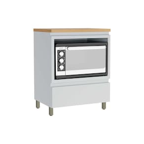Módulo Cozinha Nesher Rainha Balcão p/ Forno 1 Porta c/Tampo 70 cm Branca/Nature - Nesher