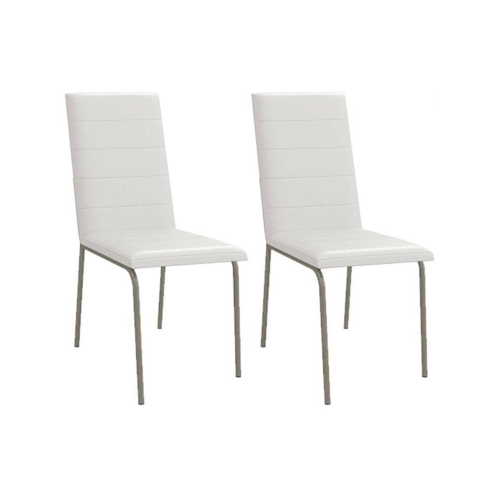 Cadeira de Cozinha Amsterdã 2C091 Kit 2 Un Níquel/Courano Branco - Kappesberg