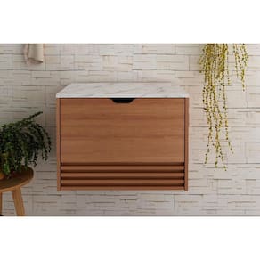 Bancada de Banheiro BN3613 cor Amendoa/Marmore Branco - Tecno Mobili
