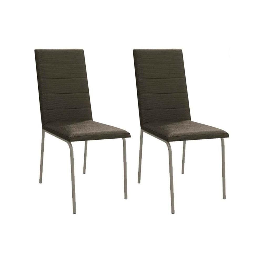 Cadeira de Cozinha Amsterdã 2C091 Kit 2 Un Níquel/Courano Marrom - Kappesberg