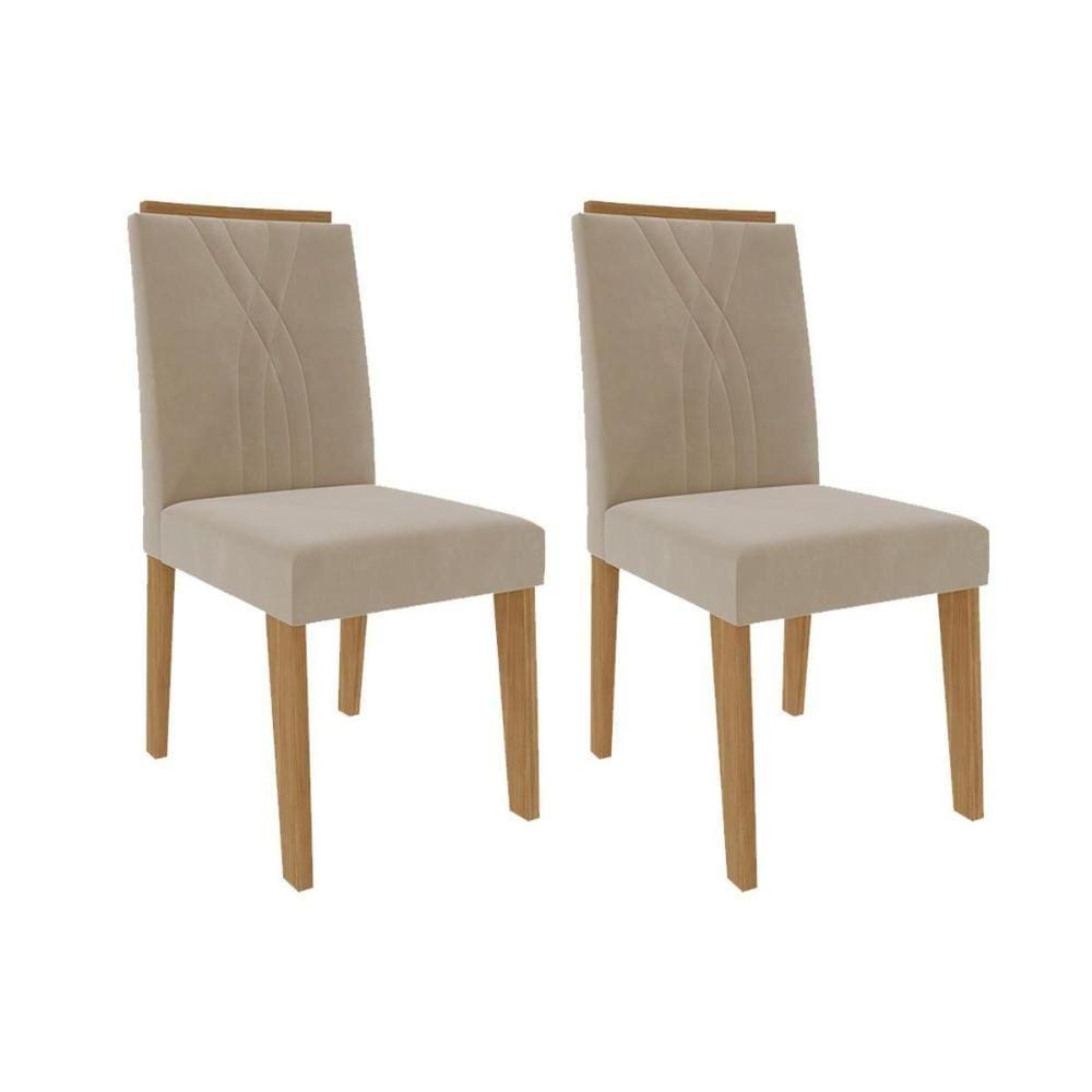 Kit 2 Cadeiras Sala Jantar Nicole 2 Un Nature/Suede Nude - Cimol