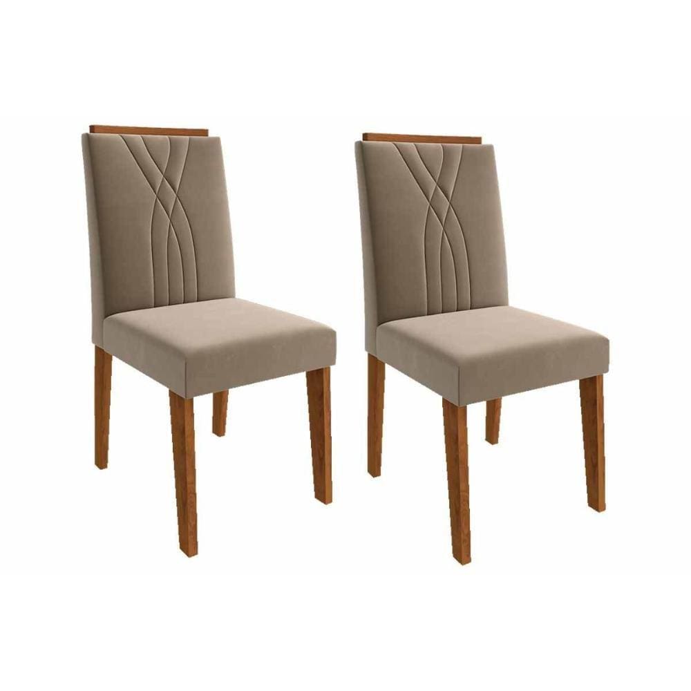 Cadeira Sala de Jantar Nicole Kit 2 Un Savana/Suede Joli - Cimol